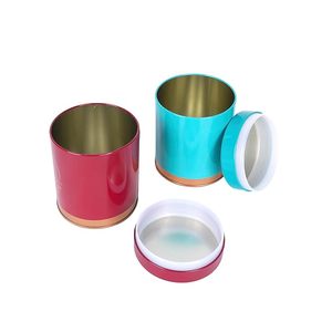 Cylindrical Tin Storage Box with Airtight Lid Tea Coffee Sugar Snacks Namkeen <b>Cookies</b> Biscuit Storage <b>Jar</b> - Product Image 2