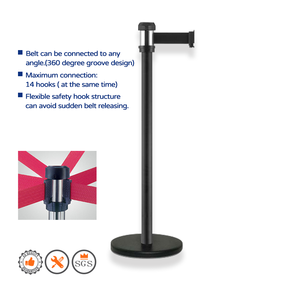 2เมตรสีดำสายพาน RS-A2BK อุปสรรคการควบคุมการจราจรสำหรับการจัดการฝูงชน - Product Image 3