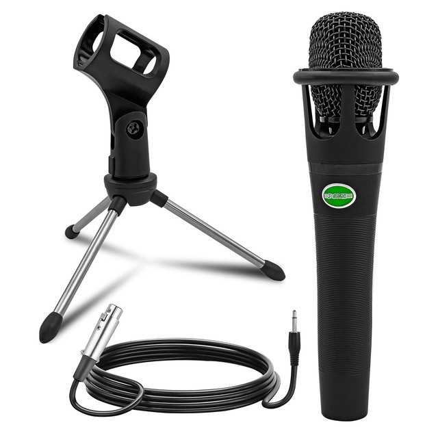 5 Core MIC CROWN Podasting Equipment Bundle Cardioid Dynamic XLR Microphone Pop Filter Mini Plastic Metal Desk Stand XLR 1/8
