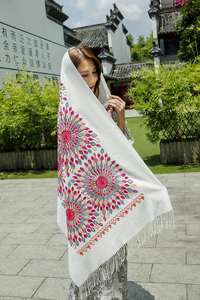 Tudung Musulmán de Alta Calidad, Chifón Sólido con Perlas y Diamantes Cuadrados, Pañuelo Largo Bordado y Transpirable para Mujer, Ideal para Verano - Product Image 2