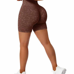 Women's High <b>Waist</b> Leopard Print Knitted Shorts Breathable Sporty Fit <b>Elastic</b> <b>Waist</b> Spandex Polyester Material - Product Image 3