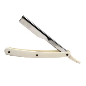 Rasoir à barbe pour homme en acier inoxydable allemand de haute qualité, design à lame traversante avec manche en bois, en vente - Product Image 1