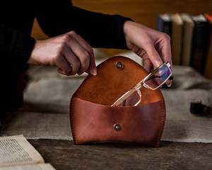 Custom Genuine Leather Glasses Pouch Luxury Soft Cowhide Sleeve <b>Slim</b> Travel Eyewear Protector Spectacles Bag LGC-0008 - Product Image 3