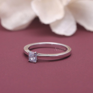IGI Certified Lab Grown Diamond <b>Ring</b> 14K White / Rose & Yellow Gold Blue <b>Cushion</b> Cut Solitaire Engagement <b>Ring</b> for Women - Product Image 2