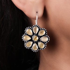 ต่างหูห่วงทรงหยดน้ำสีแดงลายดอกไม้สไตล์โบฮีเมียนประดับเพทายเงินชุบทองเหลือง |   เครื่องประดับวินเทจสำหรับงานปาร์ตี้ ของขวัญสำหรับ - Product Image 3