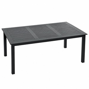 Mesa de Comedor Rectangular para Exterior, Color Negro, con Tablero de Listones de Madera, Resistente al Agua, para Restaurante, Muebles Comerciales, Precio DDP en EE. UU. - Product Image 1