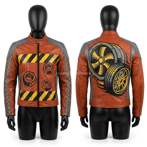 Blouson en cuir de course effet carbone avec graphisme personnalisé pour homme – Protection avancée pour motard – Vêtement de sport pour moto - Product Image 4