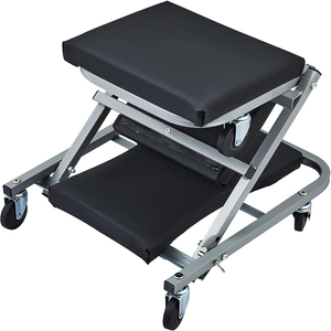 Utility 36 inch Creeper Seat <b>Folding</b> Car Repair <b>Bed</b> Capacity 300Lbs Padded Seat Steel Frame Portable Swivels Black GAPGAR034 - Product Image 4