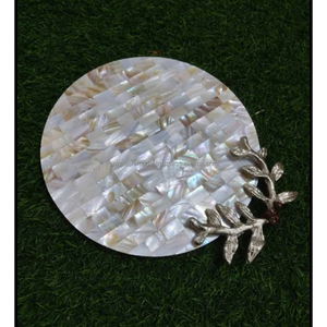 Bandeja de madera redonda real con incrustaciones de fregona, pieza de decoración clásica hecha a mano para hoteles, comedor, regalos, vajilla de lujo, Exportación - Product Image 2