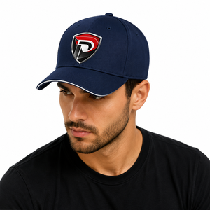 D Navy Blue 6-Panel Baseball <b>Cap</b> Shield Logo Back Curved Part 3D Embroidery Letter Unisex Casual Adjustable Fit Mesh Fabric - Product Image 3