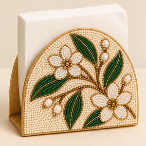 Housse de boîte à mouchoirs noire brodée de fleurs, porte-serviettes floral, décoration de table, accent décoratif pour la maison, restaurant, café, cadeau, art, vente en gros - Product Image 4