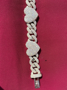 Pulseras de eslabones cubanos con incrustaciones de moissanita y colgante de trébol, joyería de lujo estilo Hip Hop - Product Image 6