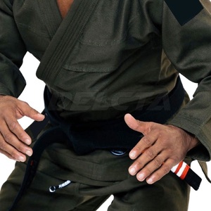 Kimono de BJJ pour homme, vert olive, coupe classique, vêtements d'arts martiaux avec col et épaulettes renforcés - Product Image 5