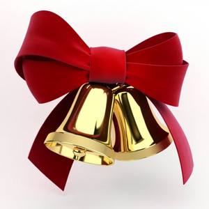 Christmas Bells Brass Golden Shiny Finish with <b>Red</b> Color <b>Ribbon</b> Jingle Bells Hanging Ornaments Tree Decoration Christmas Season - Product Image 1
