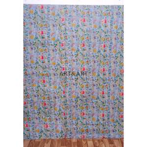 Colcha Kantha Étnica Vintage Hecha a Mano en Rajastán, India, con Estampado a Bloque, Diseño de Patchwork de Algodón Estampado y Cómodo - Product Image 1