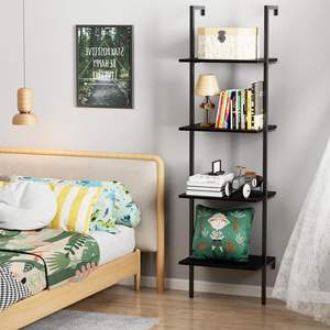 Étagères à livres industrielles en métal et bois à 4 niveaux, étagère murale ouverte et support de rangement pour la maison, le bureau, la chambre et le salon - Product Image 4