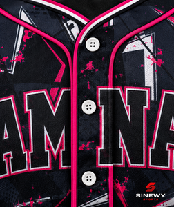 Maillot de baseball SINEWY SPORTS pour homme adulte, manches courtes, imprimé géométrique sublimé, polyester respirant, personnalisable pour équipe - Product Image 6