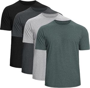 เสื้อยืดทรงสลิมฟิตลำลองสำหรับผู้ชายดีไซน์คอกลมผ้าถักนิตติ้งหลากสี - Product Image 5