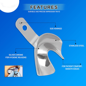 Juego de 6 Bandejas de Impresión Dentales de Acero Inoxidable Premium, Sólidas y Sin Perforaciones (Tallas S, M, L/ Superior e Inferior) - Product Image 2