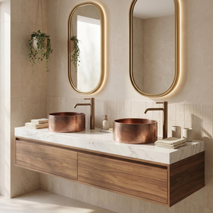 Hammered Copper <b>Round</b> Vessel Sink Contemporary Metal <b>Basin</b> for Washing Durable Countertop Sink - Product Image 6