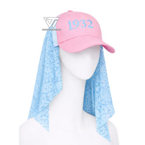 Gorra de béisbol bordada con velo de encaje para la hermandad griega Jack and Jill of America Inc. al por mayor, accesorios griegos. - Product Image 1