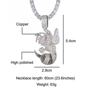 Briva Jewels Hip Hop <b>Bee</b> Pendant Necklace Iced Out Bling Jewelry Moissanite Animal Charm Gold Plated Unisex <b>Gift</b> - Product Image 2