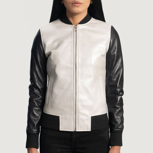 Winter Crop Quilted <b>Sheep</b> <b>Skin</b> Leather <b>Jacket</b> for Women OEM Outdoor Windproof Waterproof Breathable - Product Image 4