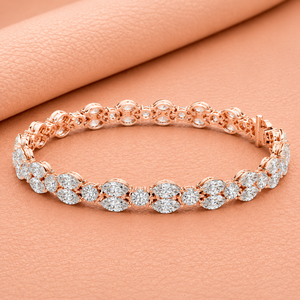 Luxury Marquise Cut Diamond Tennis Bracelet 14KT Gold Plated Silver IGI Certification Elegant Statement Jewelry for Women <b>Gift</b> - Product Image 2