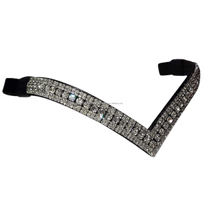 Best Quality Premium Leather Horse Brow Band with Bling <b>Crystal</b> Decorative <b>Top</b> Category Horse Product - Product Image 2