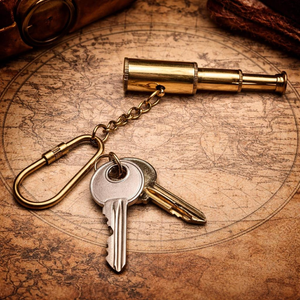 Vintage Brass Telescope Key Chain <b>Mini</b> Nautical Spyglass <b>Keyring</b> Antique Maritime Collectible Gift Accessory - Product Image 5
