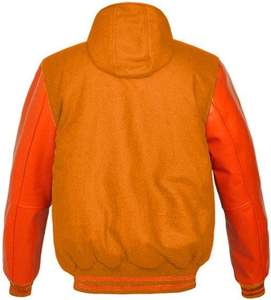 2026 New Arrival Canvas <b>Varsity</b> <b>Jackets</b> with Leather Sleeves Windproof Breathable Wholesale <b>Boys</b> Kids Mens - Product Image 4