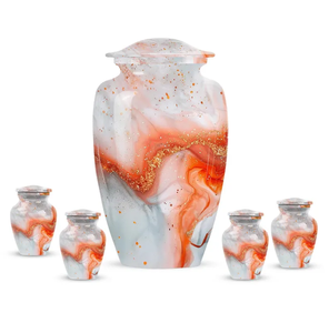 Aluminum Adult Cremation Urn Memorial <b>Ashes</b> Vessel Custom Color Commemoration Container With Velvet Pouch - Product Image 5
