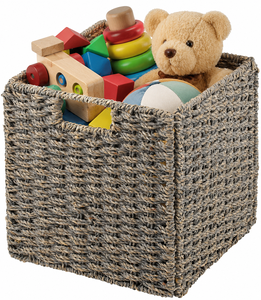 Handmade <b>Foldable</b> Square Seagrass <b>Basket</b> Eco-Friendly Storage Box with Handles Made in Vietnam - Product Image 4
