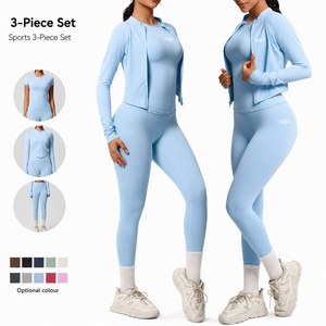 Ensemble de yoga pour femmes de haute qualité, comprenant un soutien-gorge sans couture, un débardeur et un legging taille moyenne, en Spandex/Nylon écologique, respirant et à séchage rapide - Product Image 2