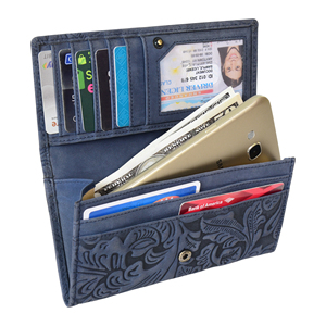 Premium Embossed Genuine Leather Ladies <b>Long</b> Clutch Wallet Snap Closure Card Holder Cash Organizer Elegant Fashion <b>Purse</b> - Product Image 5
