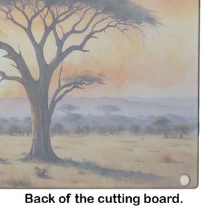 Planche à découper décorative en verre trempé de grande taille éléphant savane lever du soleil Planche de service de cuisine Plats et assiettes Planche à découper - Product Image 5