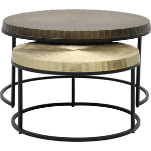 Mesa de Centro de Lujo para Sala de Estar, Oficina o Recepción, Redonda, con Superficie de Piedra y Combinación de Metal - Product Image 5