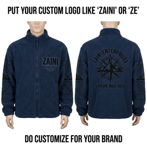 Premium 240g Fleece <b>Running</b> <b>Jacket</b> Men's Navy/Black Panel Full-Zip Custom Embossed Print Waterproof <b>Reflective</b> ODM Logo - Product Image 1