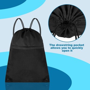 Sac de sport personnalisé avec cordon de serrage, poche avant en mesh, léger, lavable en machine, idéal pour la plage, les voyages, le yoga et la natation - Product Image 4