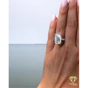 Luxury <b>Emerald</b> Cut Moissanite Diamond <b>Ring</b> 925 Sterling <b>Silver</b> Iced Out Solitaire Engagement Jewelry For Women - Product Image 2