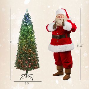 Albero di Natale Artificiale Slim in Abete da 1,8 m con Luci Sincronizzate Fai-da-te e Telecomando con Timer Giornaliero - Product Image 3