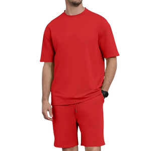 Conjuntos Deportivos BEHRAM INTERNATIONAL de Alta Calidad para Hombre, Verano, 2 Piezas, Lavado Ácido, 100% Fibra de Bambú, Logotipo Personalizado, Camiseta y Pantalones Cortos - Product Image 1