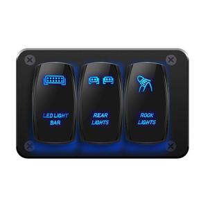 3 Gang Metal LED <b>Light</b> Bar <b>Switch</b> Panel <b>12V</b> Blue Illuminated Auto Car Interior Control - Product Image 6
