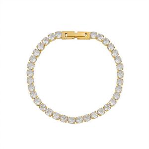 Popular Style Light Weight Tennis <b>Bracelet</b> Round Brilliant Cut Fashion 18K Gold Element Jewelry Channel Setting Unisex <b>Bracelet</b> - Product Image 2
