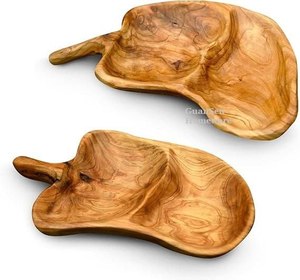 Bandejas de madera, bandeja para servir, bandeja de madera natural, tabla para servir alimentos, bandeja de madera rústica, para cocina y comedor - Product Image 5