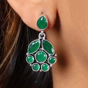 Bulk Wholesale Multi Stone <b>Oxidized</b> Drop Earrings Traditional Bohemian Lovers Design Party Jewelry Export Quality Manufacturer - Product Image 2