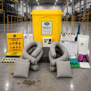 60L universal spill kit 16 gallon spill response kit Oil chemical spill absorbent pads Industrial spill control <b>socks</b> - Product Image 1