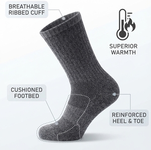 Chaussettes de ski en laine mérinos renforcées au talon et aux orteils pour hommes et femmes, usage extérieur - Product Image 4