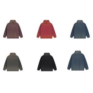 Sweat à capuche en molleton dégradé délavé style vintage personnalisé pour homme, tricoté, couleur unie, respirant, 340 GSM, 100% coton, numérique, idéal pour l'hiver - Product Image 2