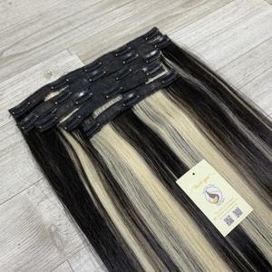 Highlight Piano Black Extensiones de cabello vietnamita Clip en cabello humano 8 - 32 pulgadas Personalizado Ombre Piano Highlight Soft & Smooth - Product Image 3